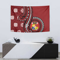 Tonga Ngatu Tapestry Iconic Red Manulua Motifs