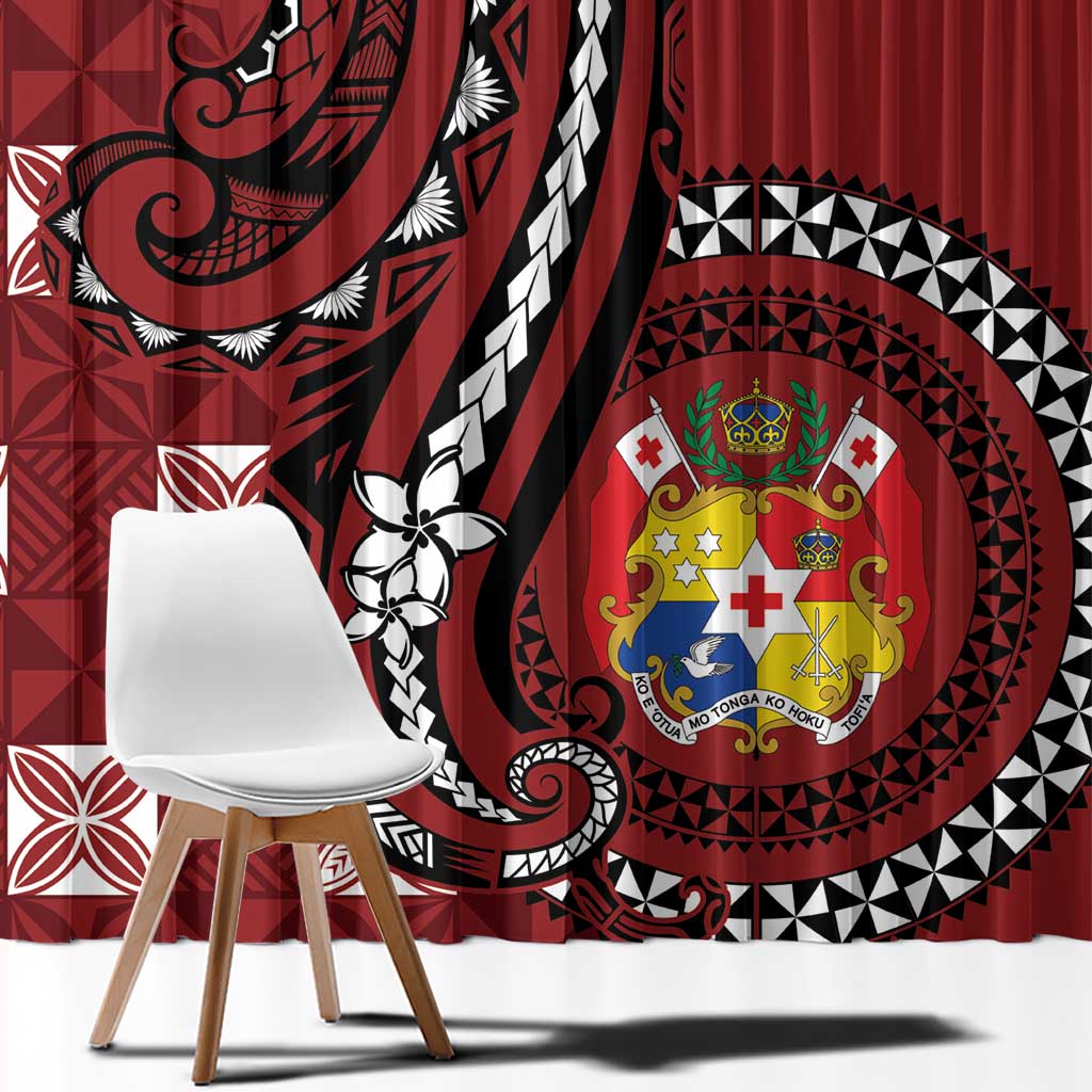 Tonga Ngatu Window Curtain Iconic Red Manulua Motifs