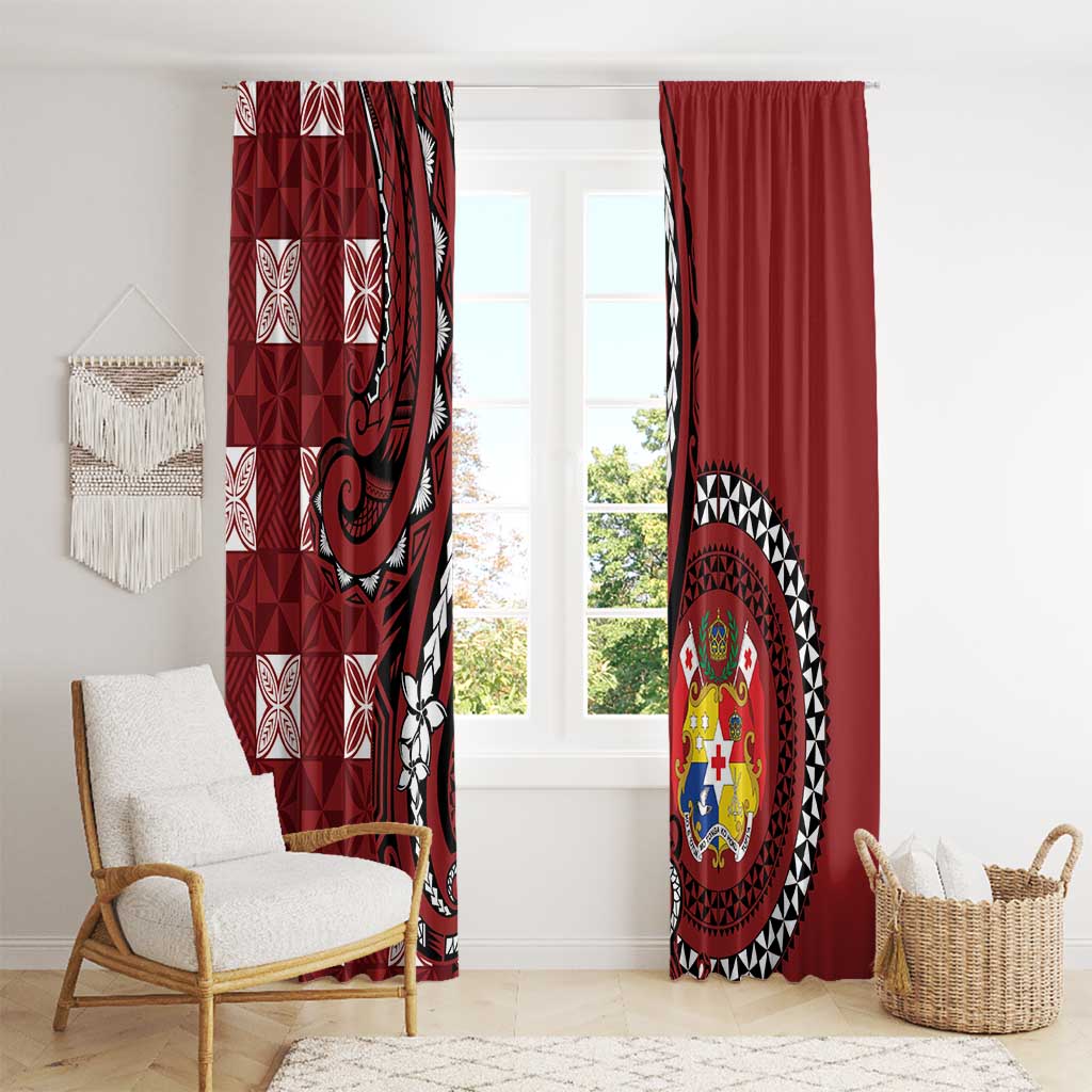 Tonga Ngatu Window Curtain Iconic Red Manulua Motifs
