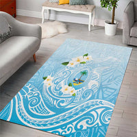 Guam Fishhook Mix Guasali Flowers Area Rug Dreaming Turquoise LT7 - Polynesian Pride