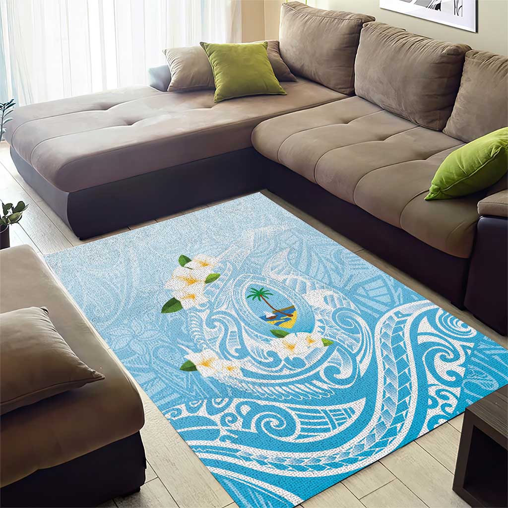 Guam Fishhook Mix Guasali Flowers Area Rug Dreaming Turquoise LT7 - Polynesian Pride