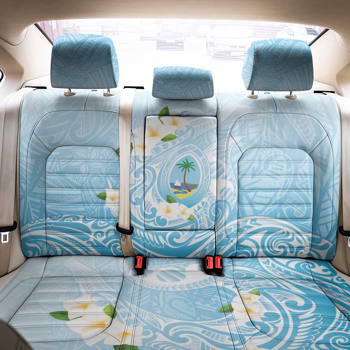 Guam Fishhook Mix Guasali Flowers Back Car Seat Cover Dreaming Turquoise