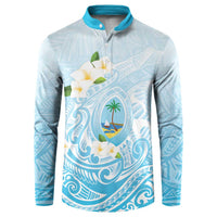Guam Fishhook Mix Guasali Flowers Button Sweatshirt Dreaming Turquoise LT7 Turquoise - Polynesian Pride