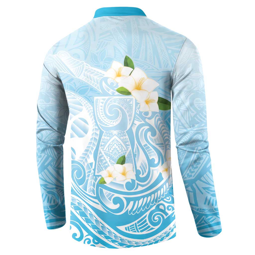 Guam Fishhook Mix Guasali Flowers Button Sweatshirt Dreaming Turquoise LT7 - Polynesian Pride