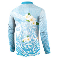 Guam Fishhook Mix Guasali Flowers Button Sweatshirt Dreaming Turquoise LT7 - Polynesian Pride