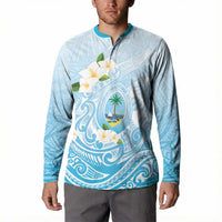 Guam Fishhook Mix Guasali Flowers Button Sweatshirt Dreaming Turquoise LT7 - Polynesian Pride