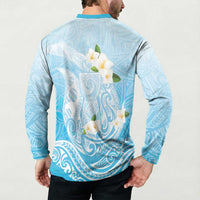 Guam Fishhook Mix Guasali Flowers Button Sweatshirt Dreaming Turquoise LT7 - Polynesian Pride
