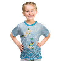 Guam Fishhook Mix Guasali Flowers Kid T Shirt Dreaming Turquoise