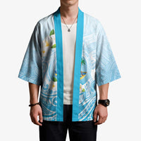 Guam Fishhook Mix Guasali Flowers Kimono Dreaming Turquoise