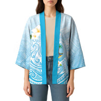 Guam Fishhook Mix Guasali Flowers Kimono Dreaming Turquoise