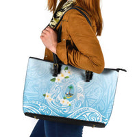 Guam Fishhook Mix Guasali Flowers Leather Tote Bag Dreaming Turquoise