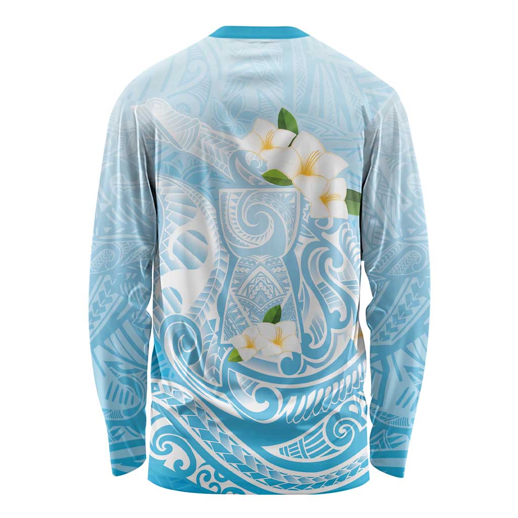Guam Fishhook Mix Guasali Flowers Long Sleeve Shirt Dreaming Turquoise