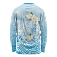 Guam Fishhook Mix Guasali Flowers Long Sleeve Shirt Dreaming Turquoise