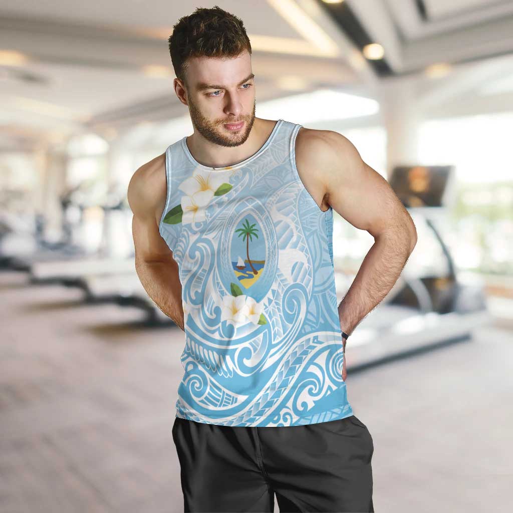 Guam Fishhook Mix Guasali Flowers Men Tank Top Dreaming Turquoise LT7 Turquoise - Polynesian Pride