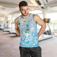 Guam Fishhook Mix Guasali Flowers Men Tank Top Dreaming Turquoise LT7 Turquoise - Polynesian Pride