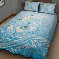 Guam Fishhook Mix Guasali Flowers Quilt Bed Set Dreaming Turquoise LT7 - Polynesian Pride