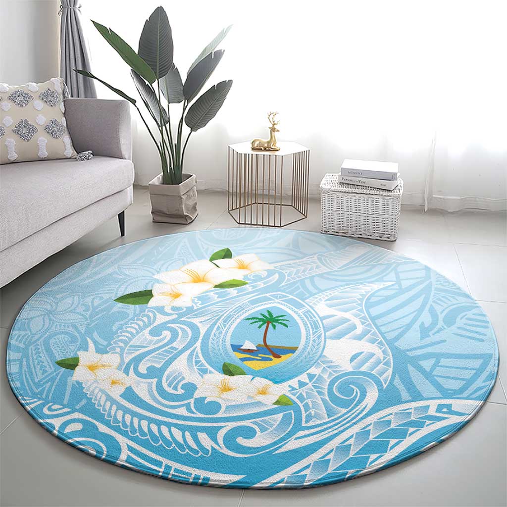 Guam Fishhook Mix Guasali Flowers Round Carpet Dreaming Turquoise