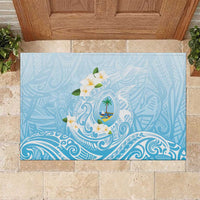 Guam Fishhook Mix Guasali Flowers Rubber Doormat Dreaming Turquoise
