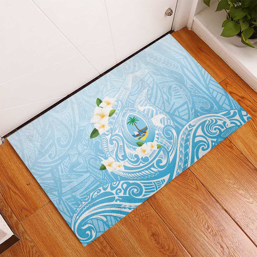 Guam Fishhook Mix Guasali Flowers Rubber Doormat Dreaming Turquoise