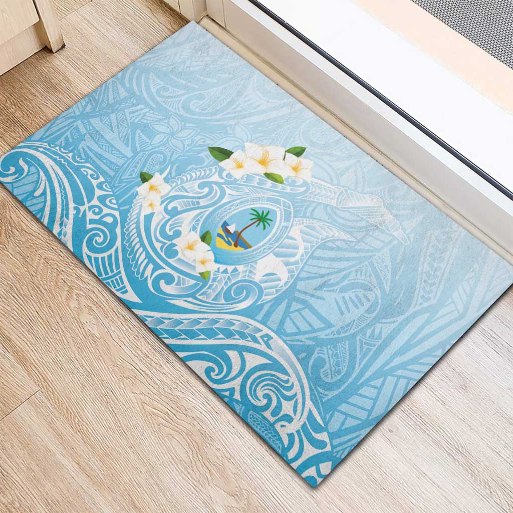Guam Fishhook Mix Guasali Flowers Rubber Doormat Dreaming Turquoise