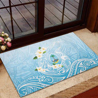 Guam Fishhook Mix Guasali Flowers Rubber Doormat Dreaming Turquoise