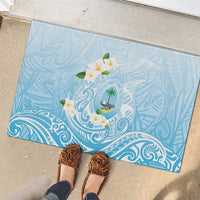 Guam Fishhook Mix Guasali Flowers Rubber Doormat Dreaming Turquoise