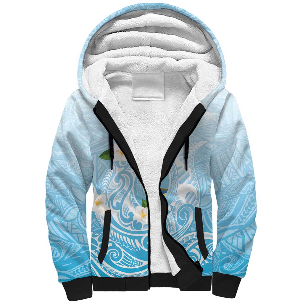 Guam Fishhook Mix Guasali Flowers Sherpa Hoodie Dreaming Turquoise