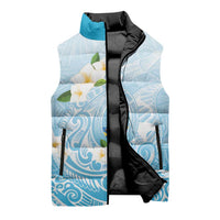 Guam Fishhook Mix Guasali Flowers Sleeveless Puffer Jacket Dreaming Turquoise LT7 - Polynesian Pride