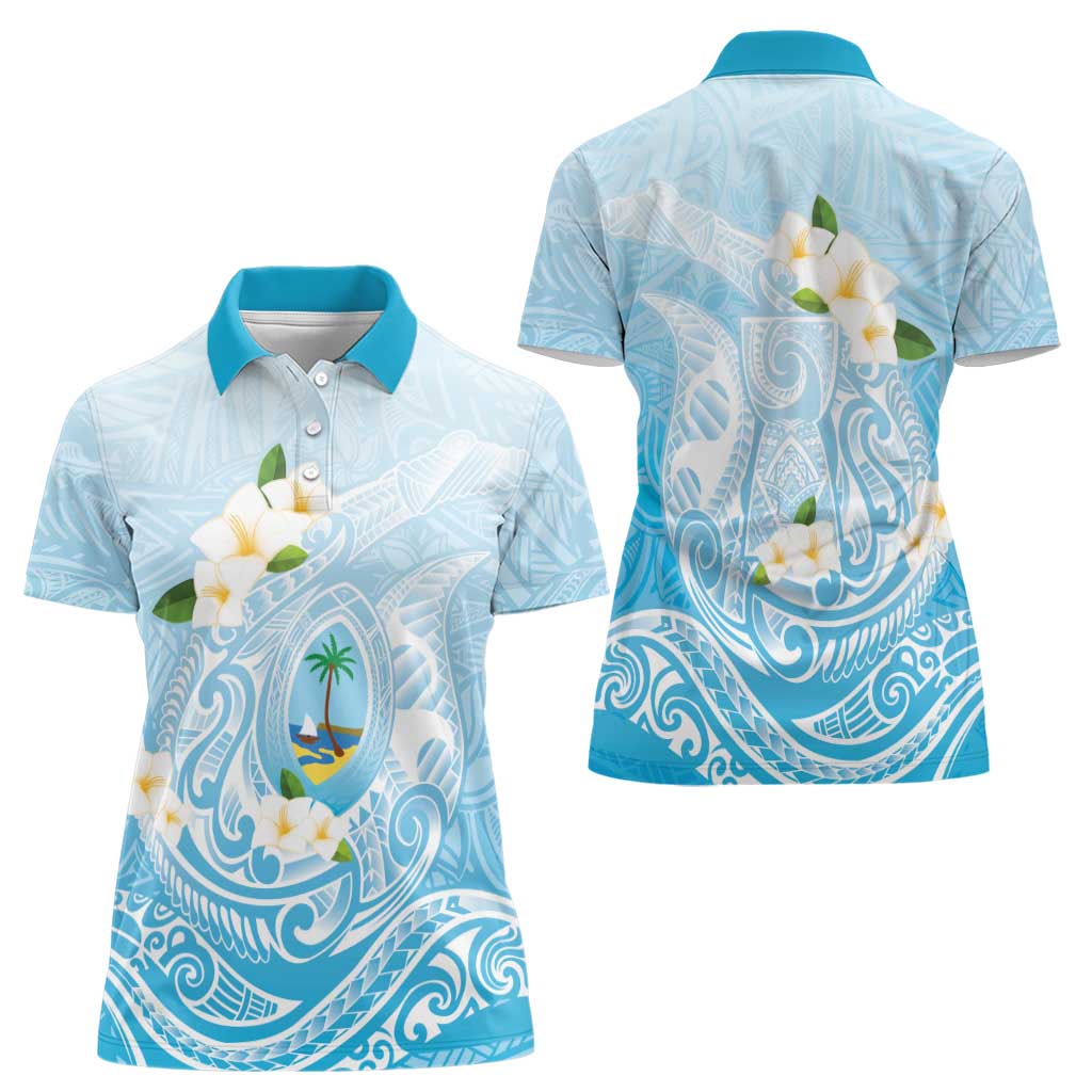Guam Fishhook Mix Guasali Flowers Women Polo Shirt Dreaming Turquoise