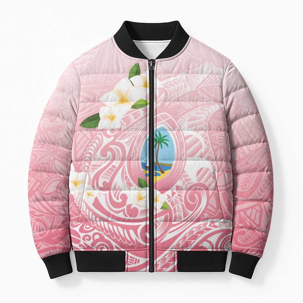 Guam Fishhook Mix Guasali Flowers Bomber Puffer Jacket Dreaming Coral LT7 Unisex Pink - Polynesian Pride