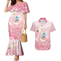 Guam Fishhook Mix Guasali Flowers Couples Matching Mermaid Dress and Hawaiian Shirt Dreaming Coral LT7 Pink - Polynesian Pride