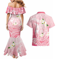 Guam Fishhook Mix Guasali Flowers Couples Matching Mermaid Dress and Hawaiian Shirt Dreaming Coral LT7 - Polynesian Pride