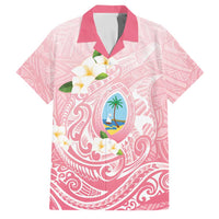 Guam Fishhook Mix Guasali Flowers Family Matching Off The Shoulder Long Sleeve Dress and Hawaiian Shirt Dreaming Coral LT7 Dad's Shirt - Short Sleeve Pink - Polynesian Pride
