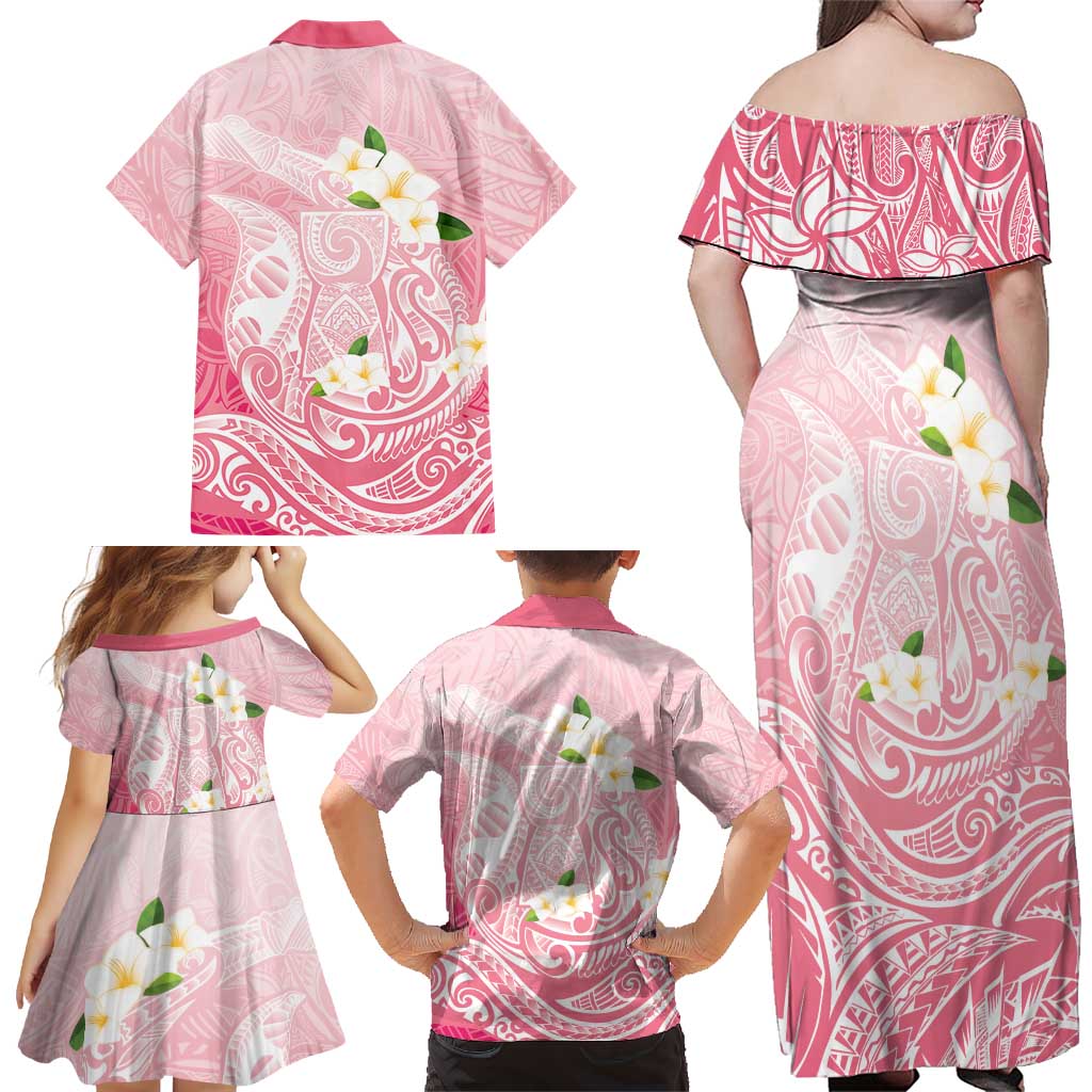 Guam Fishhook Mix Guasali Flowers Family Matching Off Shoulder Maxi Dress and Hawaiian Shirt Dreaming Coral
