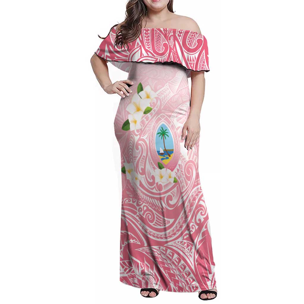 Guam Fishhook Mix Guasali Flowers Family Matching Off Shoulder Maxi Dress and Hawaiian Shirt Dreaming Coral