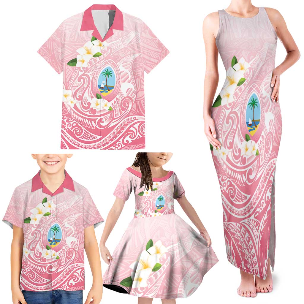 Guam Fishhook Mix Guasali Flowers Family Matching Tank Maxi Dress and Hawaiian Shirt Dreaming Coral