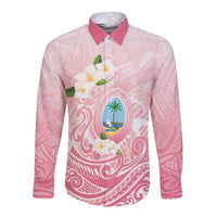 Guam Fishhook Mix Guasali Flowers Long Sleeve Button Shirt Dreaming Coral