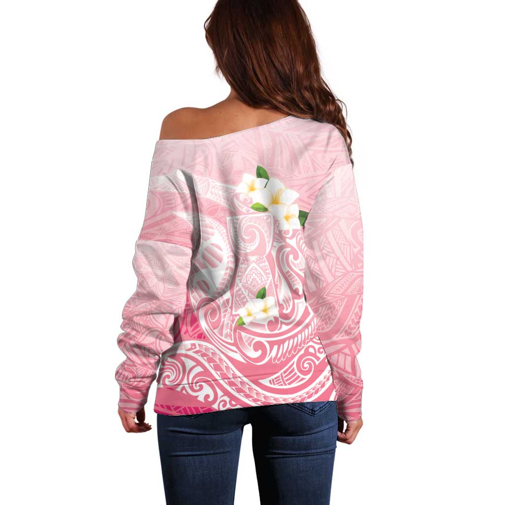 Guam Fishhook Mix Guasali Flowers Off Shoulder Sweater Dreaming Coral