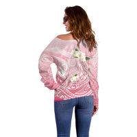 Guam Fishhook Mix Guasali Flowers Off Shoulder Sweater Dreaming Coral