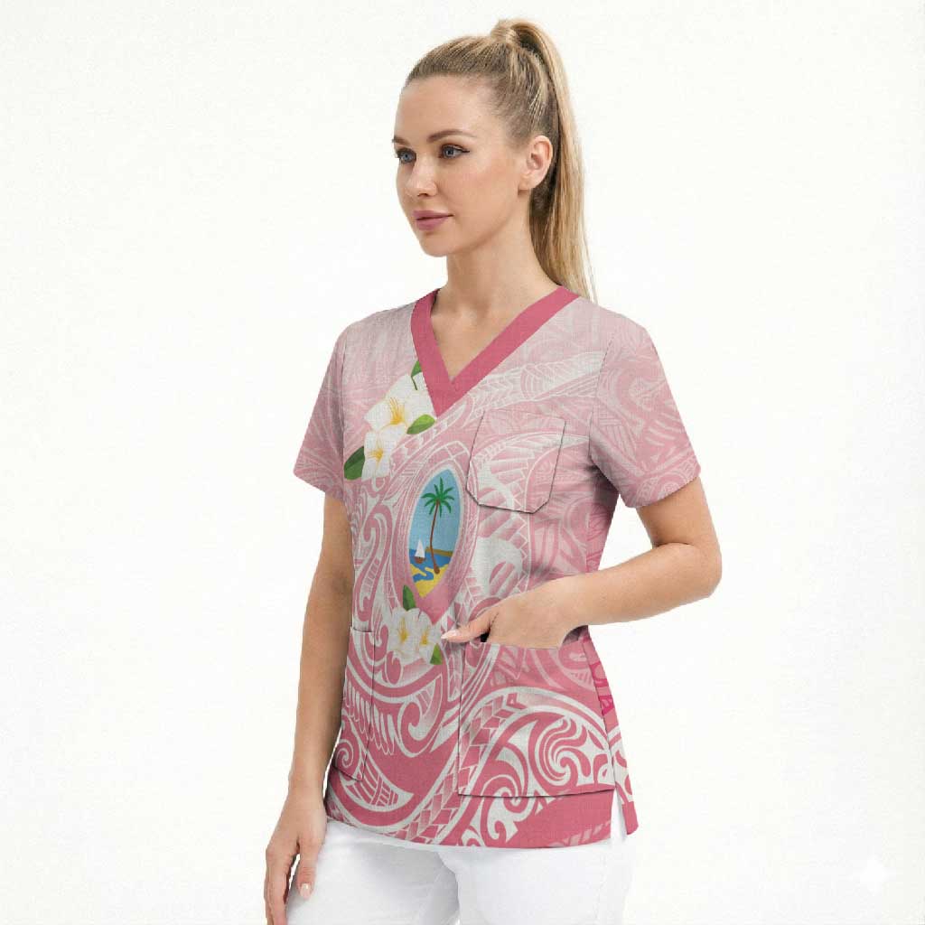 Guam Fishhook Mix Guasali Flowers Scrub Top Dreaming Coral