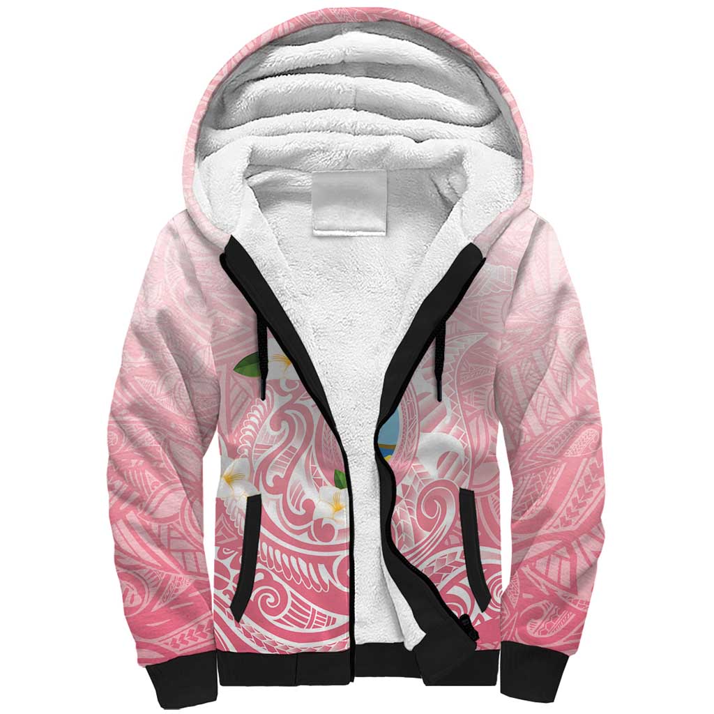 Guam Fishhook Mix Guasali Flowers Sherpa Hoodie Dreaming Coral LT7 Unisex Pink - Polynesian Pride