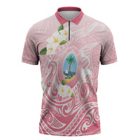 Guam Fishhook Mix Guasali Flowers Zipper Polo Shirt Dreaming Coral
