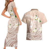 Guam Fishhook Mix Guasali Flowers Couples Matching Short Sleeve Bodycon Dress and Hawaiian Shirt Dreaming Hazel LT7 - Polynesian Pride