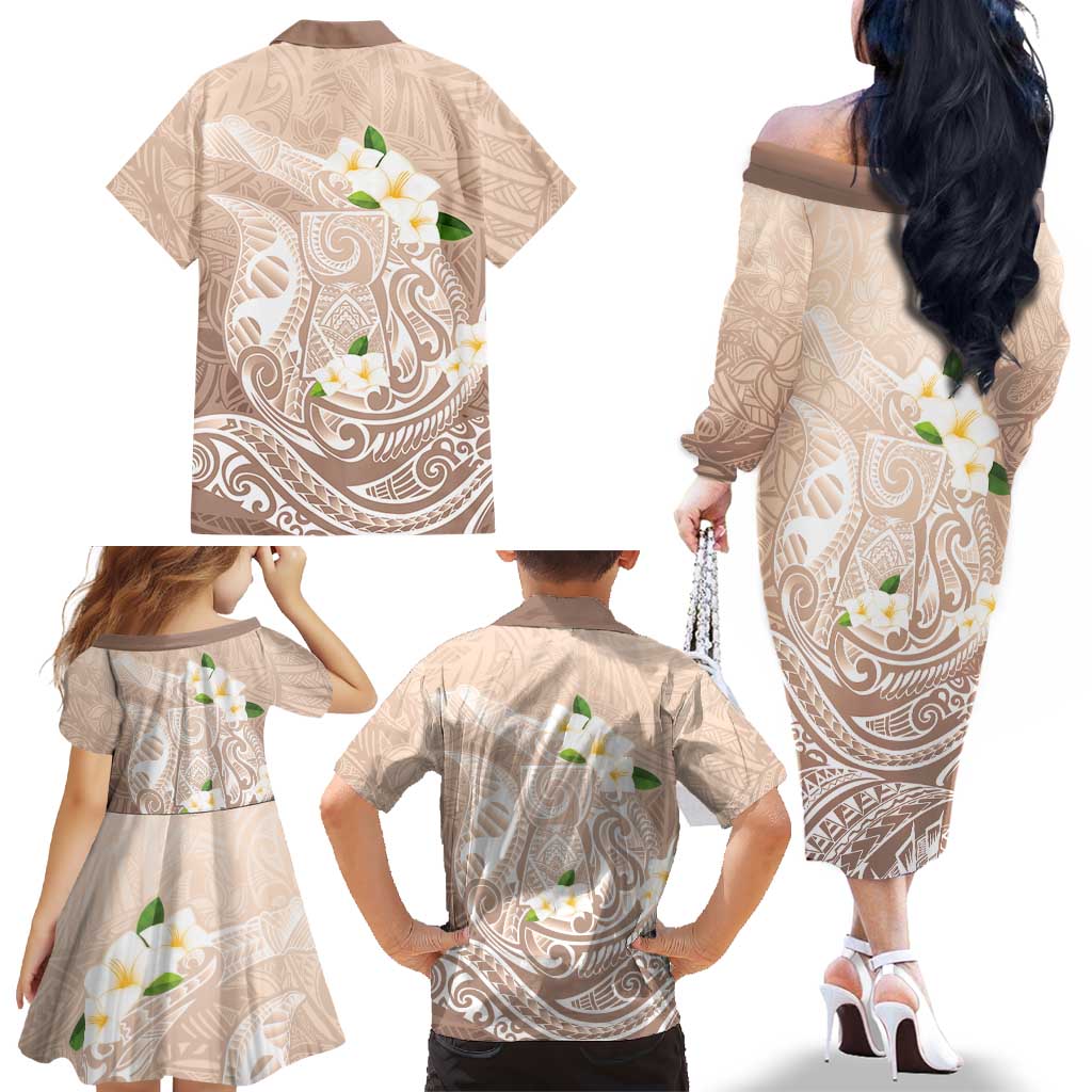 Guam Fishhook Mix Guasali Flowers Family Matching Off The Shoulder Long Sleeve Dress and Hawaiian Shirt Dreaming Hazel