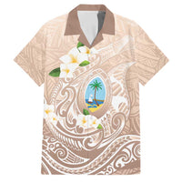 Guam Fishhook Mix Guasali Flowers Family Matching Puletasi and Hawaiian Shirt Dreaming Hazel LT7 Dad's Shirt - Short Sleeve Beige - Polynesian Pride