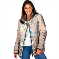 Guam Fishhook Mix Guasali Flowers Padded Jacket Dreaming Hazel LT7 Women Beige - Polynesian Pride