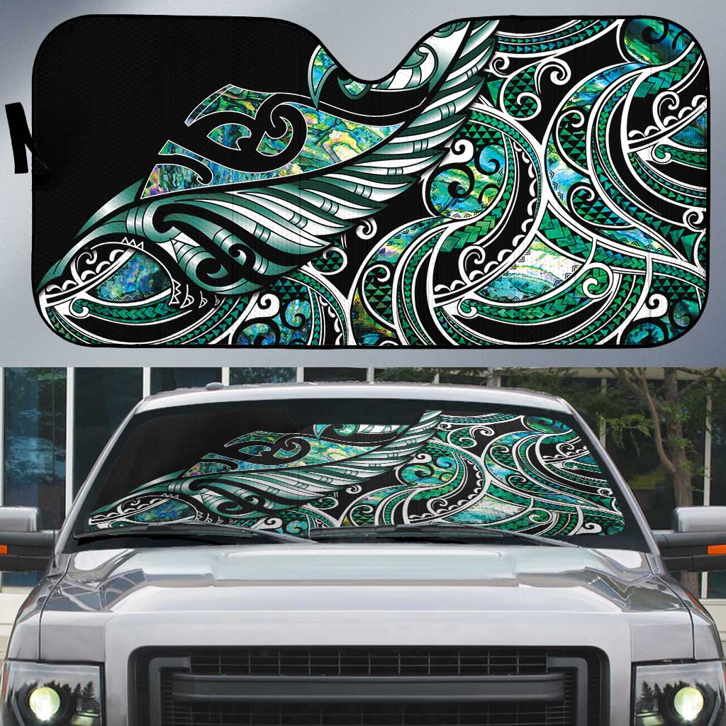 Maori Matariki - Manaia Auto Sun Shade Emerald Paua Shell