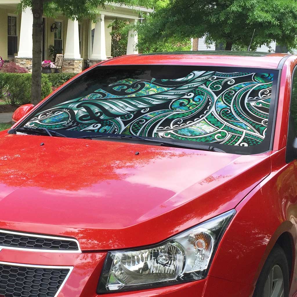 Maori Matariki - Manaia Auto Sun Shade Emerald Paua Shell