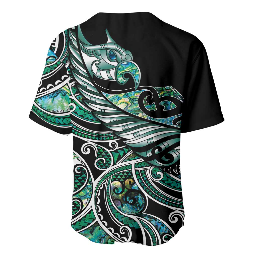 Maori Matariki - Manaia Baseball Jersey Emerald Paua Shell LT7 - Polynesian Pride
