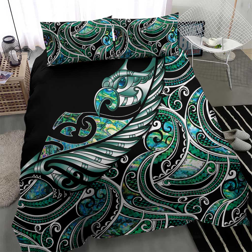 Maori Matariki - Manaia Bedding Set Emerald Paua Shell